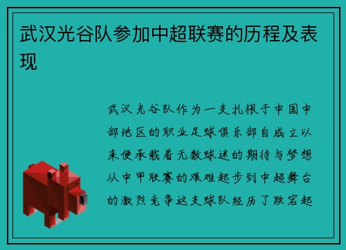 武汉光谷队参加中超联赛的历程及表现